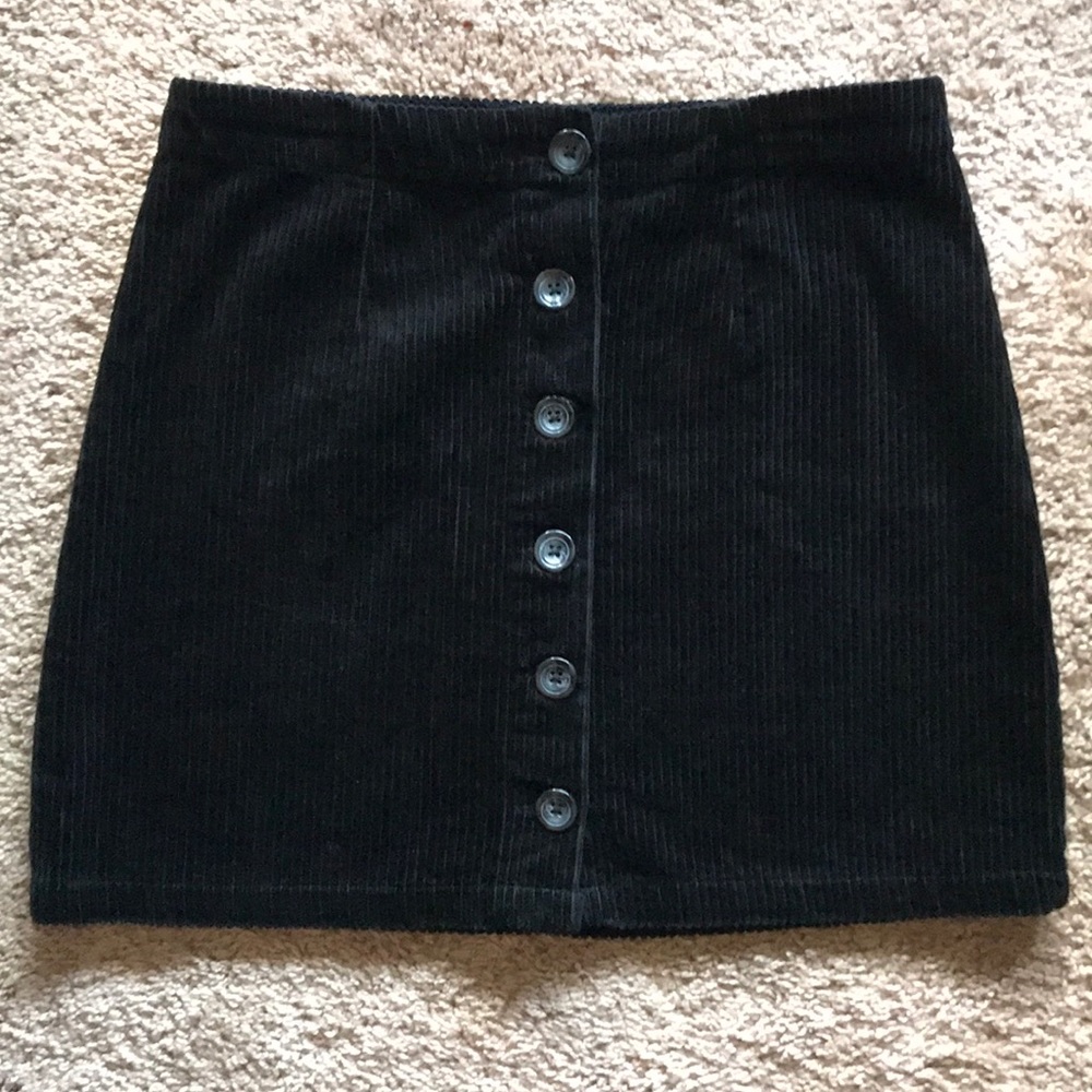 Forever 21 Black Corduroy Button Down Mini Skirt